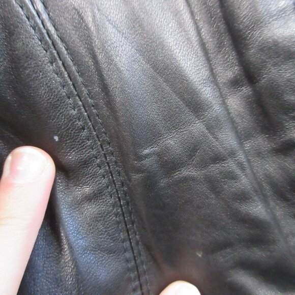 Tahari Leather Wrap Jacket Women M Black Moto Asymmetrical Biker Grunge 844 - Picture 9 of 16